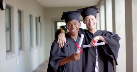 Joyful Mixed Race Teen Boys Celebrating High School Graduation - Download Free Stock Images Pikwizard.com
