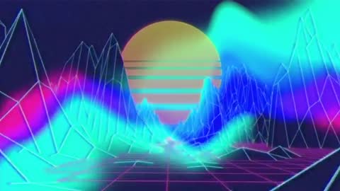 Digital Voyage Through Neon Wireframe Dreamscape
