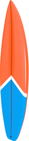transparent surfboard with vibrant orange and blue design - Download Free Stock Videos Pikwizard.com