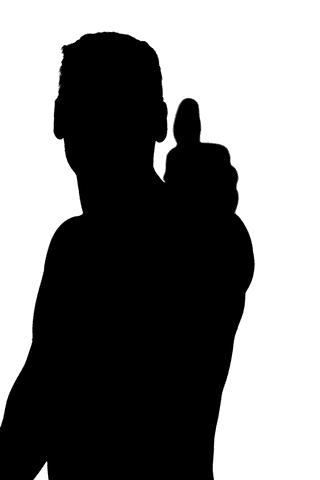 Transparent silhouette of male athlete giving thumbs up