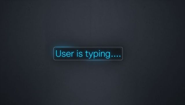 Glowing User Is Typing Chat Bubble Neon UI Indicator on Dark Charcoal Background