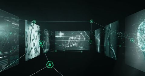 Abstract digital interface with futuristic data connections