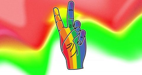 Rainbow Peace Sign Hand with Vibrant Color Background - Download Free Stock Images Pikwizard.com