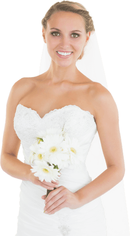 smiling bride holding bouquet on transparent background - Download Free Stock Videos Pikwizard.com
