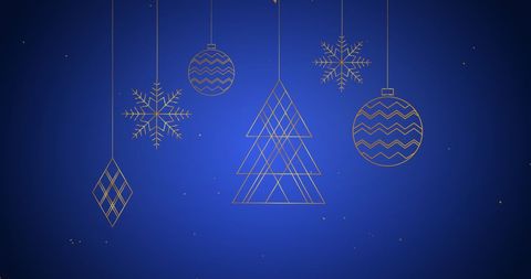 Elegant Christmas Ornaments on Blue Background