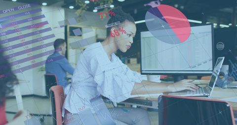 Diverse Professionals Collaborating in Data-Driven Office Environment