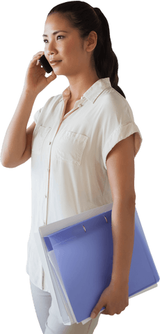 transparent casual businesswoman holding folder and phone - Download Free Stock Videos Pikwizard.com