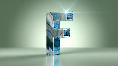 3D Crystal Letter F with Reflective Sparkle Effect