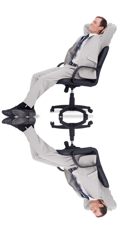 Happily Relaxed Businessman on Transparent Background