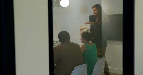 Professional company presentation in modern meeting room