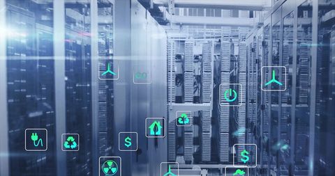 Digital Data Processing with Eco-Friendly Symbols - Download Free Stock Images Pikwizard.com