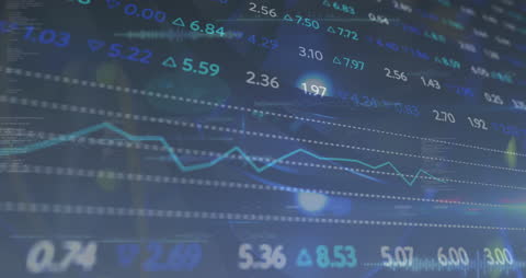 Animated Stock Market Chart Over Light Spots Background