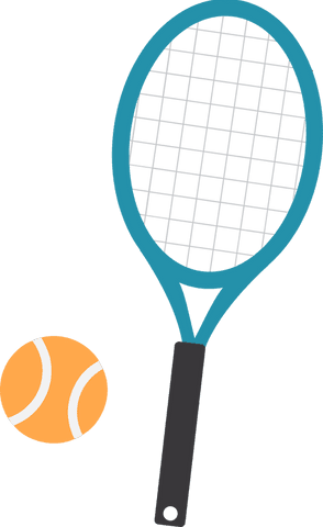 Minimalist design of tennis racket and ball with transparent background