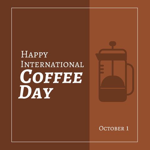 celebrating international coffee day with french press graphic - Download Free Stock Templates Pikwizard.com