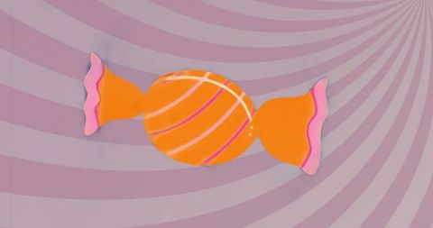 Rotating Oranged Wrapped Candy on Pastel Radial Background