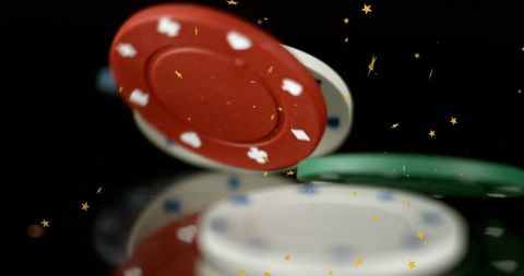 Colorful Poker Chips Among Shimmering Gold Stars - Download Free Stock Images Pikwizard.com