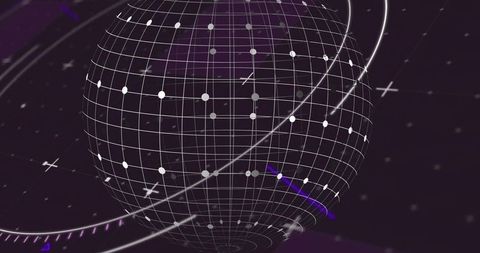 Futuristic 3d wireframe sphere tapestry in digital space