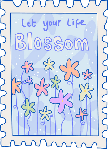Transparent Pastel Flowers Illustration with Inspirational Text
