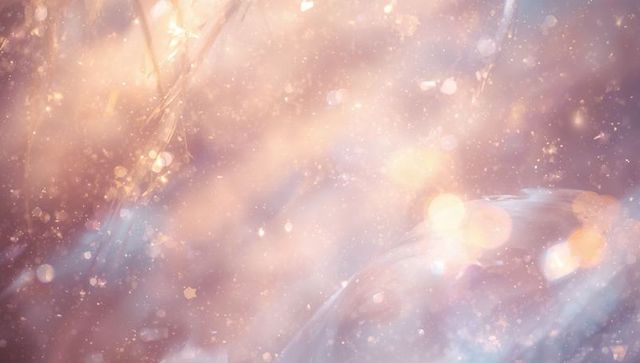 Glowing pastel bokeh backdrop featuring diagonal light beams, sparkle, dreamlike glow