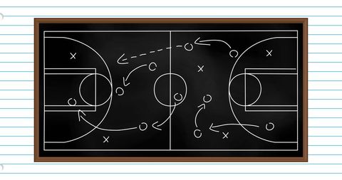 Basketball Tactics Chalkboard with Detailed Court Strategy - Download Free Stock Images Pikwizard.com