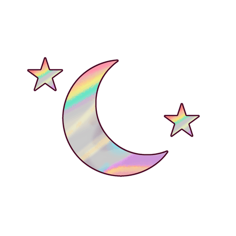 Holographic Crescent Moon and Stars on Transparent Background