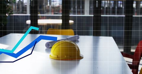 Construction Sector Financial Growth Concept with Digital Data Overlay