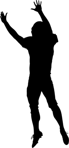 Football player celebrating victory in transparent overlays