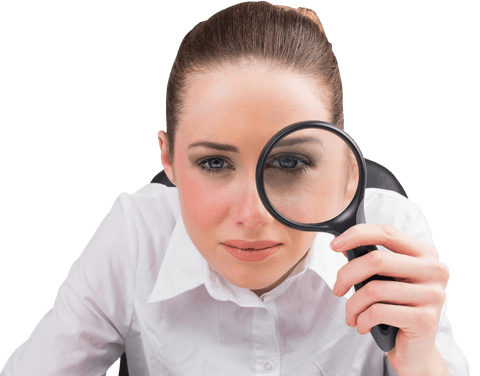 transparent background woman holding magnifying glass for research - Download Free Stock Videos Pikwizard.com