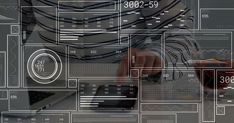 Woman Interacting with Holographic Data Display at Home Workspace