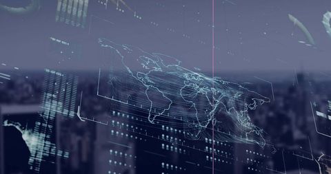Digital World Map Overlaying Cityscape for Global Connectivity - Download Free Stock Images Pikwizard.com