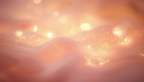 Shimmering Pink Iridescent Fabric Macro with Glitter Bokeh and Fine Mesh Texture