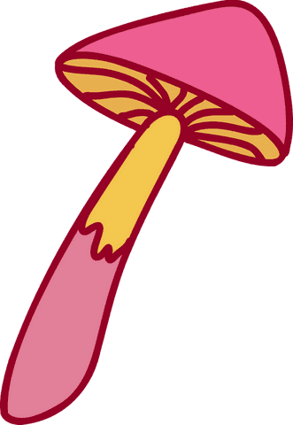 whimsical pink mushroom with yellow gills on transparent background - Download Free Stock Videos Pikwizard.com