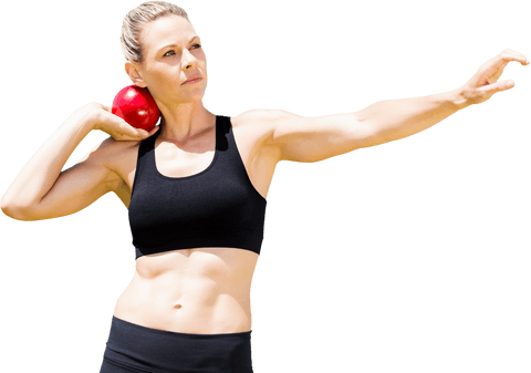 Caucasian Woman Throwing Ball Transparent Background Fitness