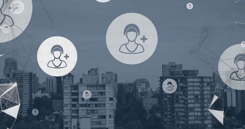 Digital Networking Concept Over Urban Cityscape