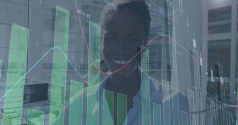 Financial Data Visualization with Smiling African American Businesswoman - Download Free Stock Images Pikwizard.com