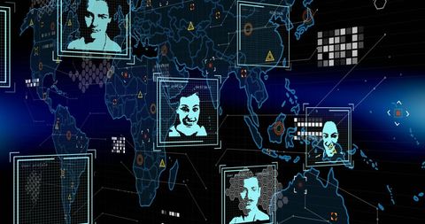 Biometric Visualization on Global Digital Map Interface - Download Free Stock Images Pikwizard.com