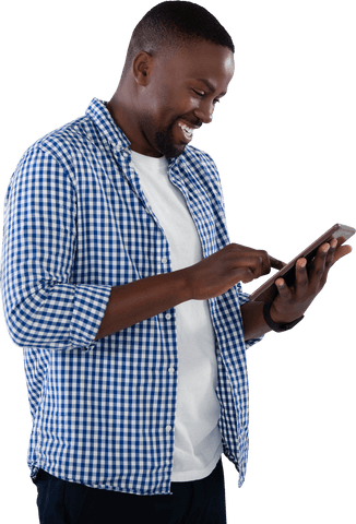 Smiling Young Man Using Transparent Digital Tablet Indoor - Download Free Stock Videos Pikwizard.com