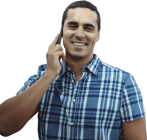 Smiling Young Man Talking on Phone Transparent Background - Download Free Stock Videos Pikwizard.com