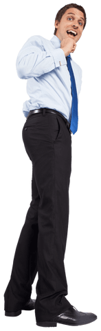 Surprised Caucasian Businessman Smiling with Blue Tie on Transparent Background - Download Free Stock Videos Pikwizard.com