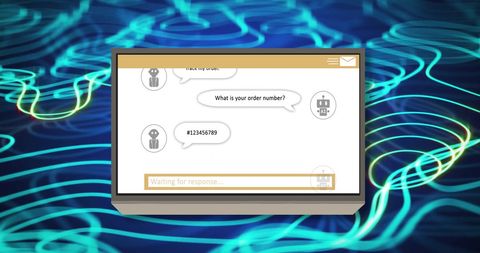 AI Data Processing Display with Digital Dialogue Interface