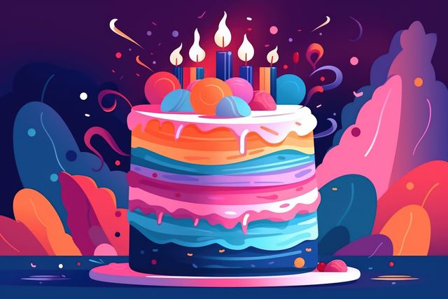 Vibrant Colorful Birthday Cake with Candles - Download Free Stock Images Pikwizard.com