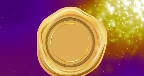 Golden Emblem on Vibrant Colorful Background