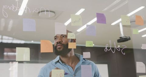 Focused Entrepreneur Brainstorming at Office Glass Wall - Download Free Stock Images Pikwizard.com
