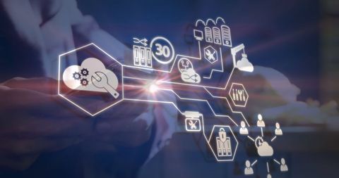 Digital network concept with smartphone and virtual connections