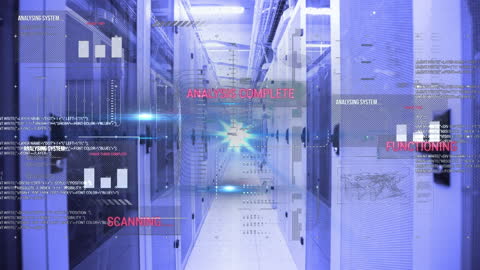 Futuristic Interface in Modern Computer Server Room