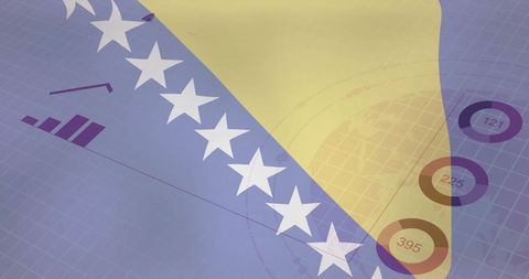 Bosnia and Herzegovina Flag with Global Data Interface - Download Free Stock Images Pikwizard.com