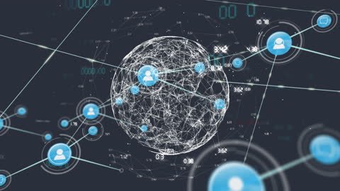 Digital Network with Icons and Connections on Globe Illustration