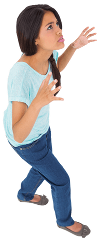 Angry biracial woman raising hands expressive gesture transparent