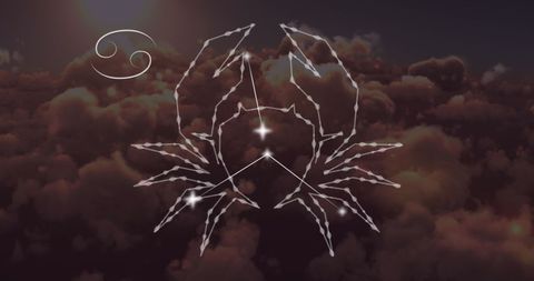 Cancer Zodiac Sign Symbol Over Dreamy Cloudscape