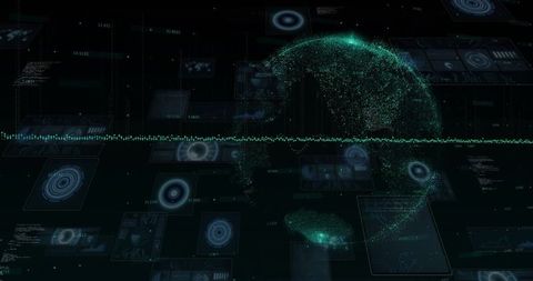 Digital Global Map and Data Processing Interface - Download Free Stock Images Pikwizard.com
